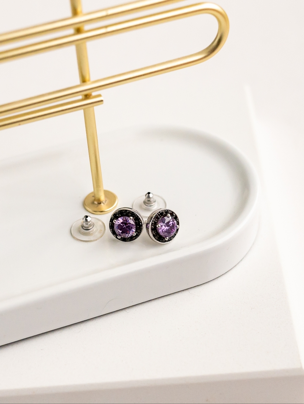 Purple Crystal Stud Earrings